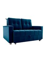 Sofá Cama Reclinável 2 Lugares Com Almofadas 140 Lag Drika Matrix Veludo Azul