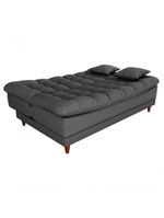 Sofá Cama 3 Lugares Casal Confortável 1,85 Larg Duda Matrix Linho Chumbo