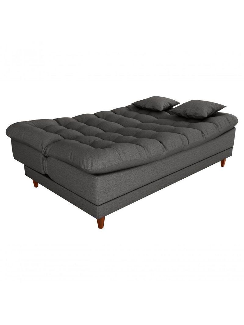 Sofá Cama 3 Lugares Casal Confortável 1,85 Larg Duda Matrix Linho Chumbo