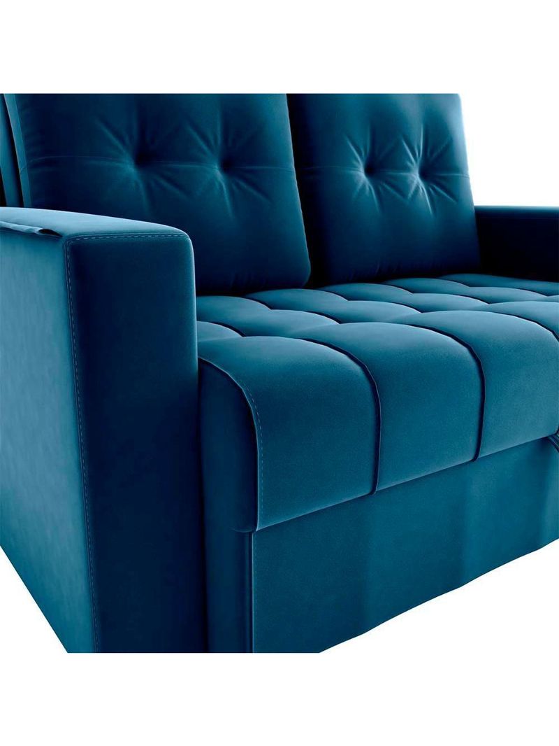 Sofá Cama Reclinável 2 Lugares Com Almofadas 140 Lag Drika Matrix Veludo Azul
