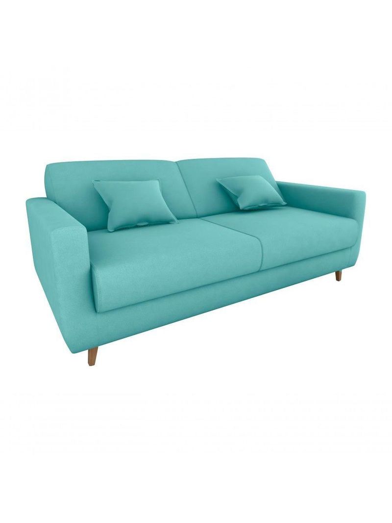 Sofá Cama Premium 3 Lugares 1,90 Larg Emilia Matrix Veludo Verde Menta