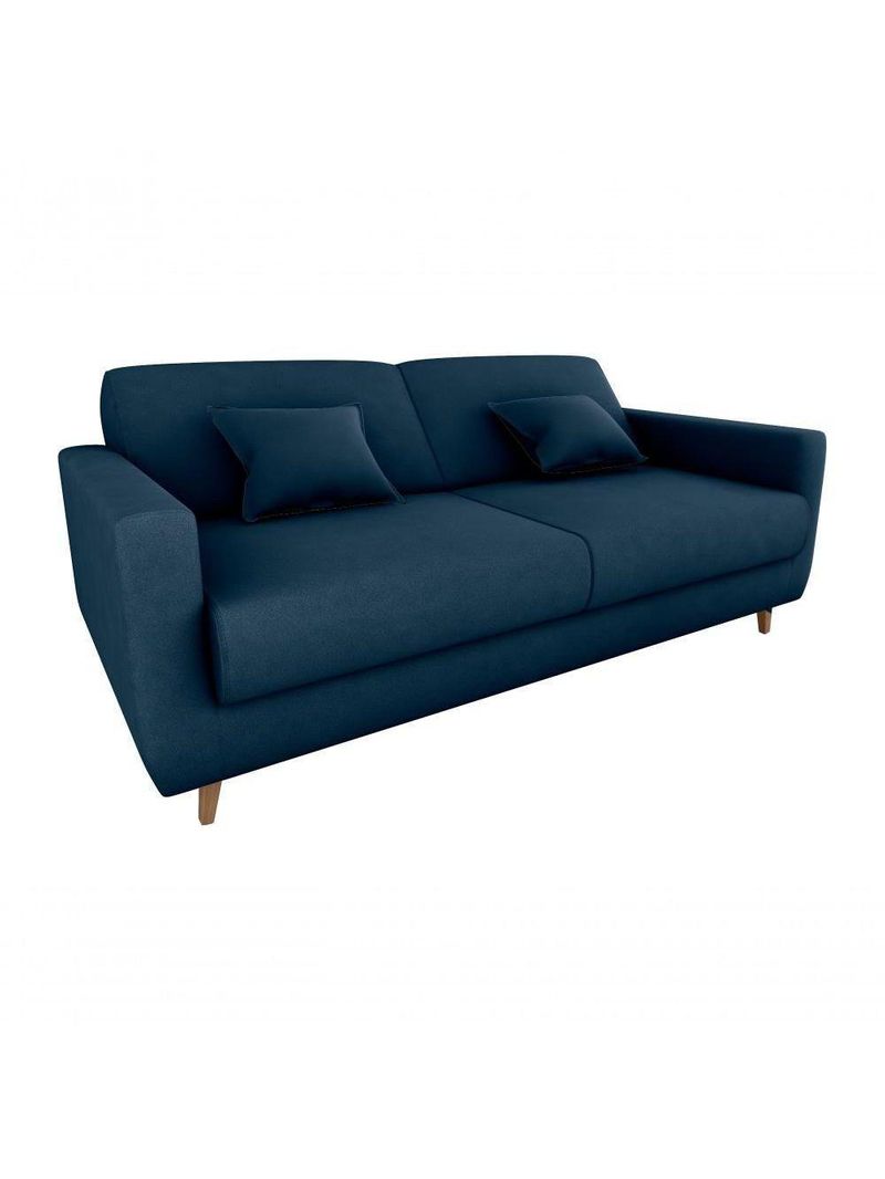 Sofá Cama Premium 3 Lugares 1,90 Larg Emilia Matrix Veludo Azul