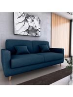 Sofá Cama Premium 3 Lugares 1,90 Larg Emilia Matrix Veludo Azul