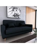 Sofá Cama Premium 3 Lugares 1,90 Larg Emilia Matrix Veludo Preto