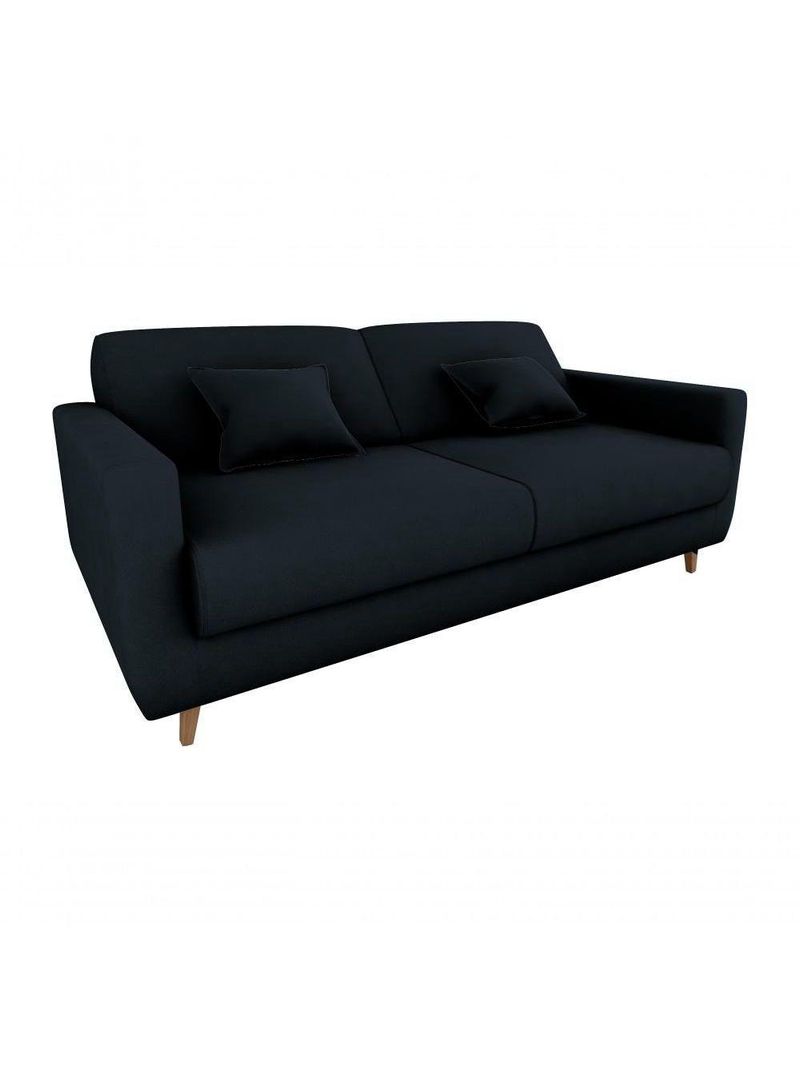 Sofá Cama Premium 3 Lugares 1,90 Larg Emilia Matrix Veludo Preto