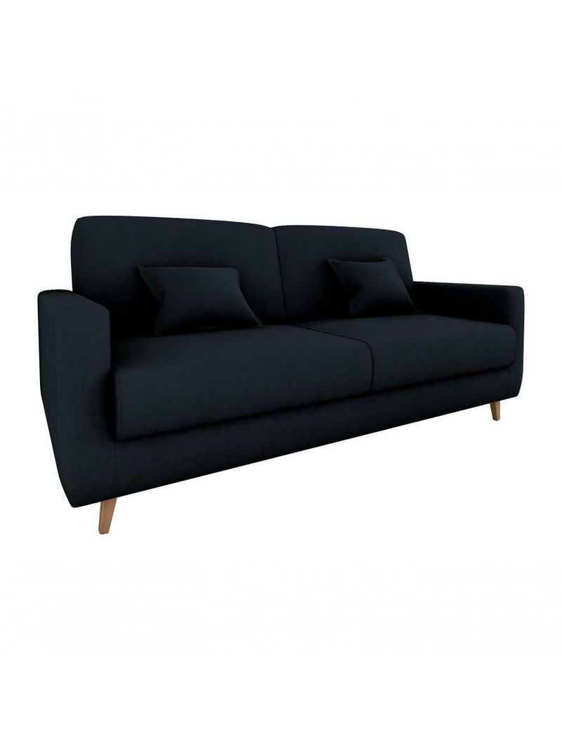 Sofá Cama Premium 3 Lugares 1,90 Larg Emilia Matrix Veludo Preto
