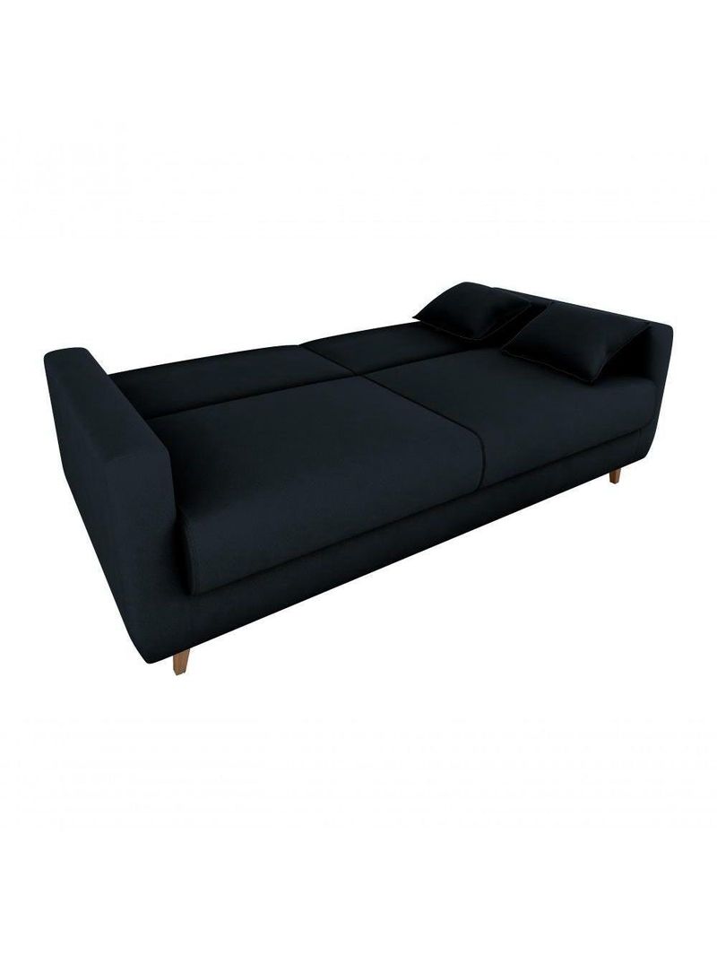 Sofá Cama Premium 3 Lugares 1,90 Larg Emilia Matrix Veludo Preto