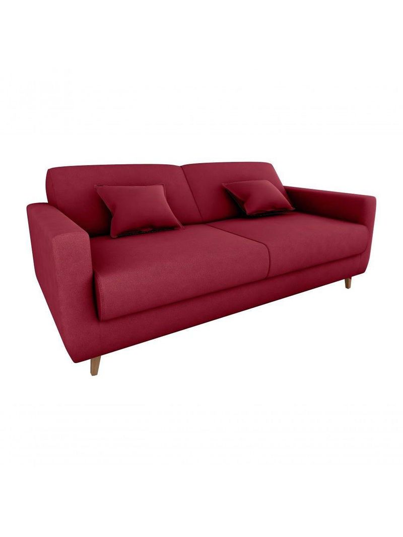 Sofá Cama Premium 3 Lugares 1,90 Larg Emilia Matrix Veludo Vinho