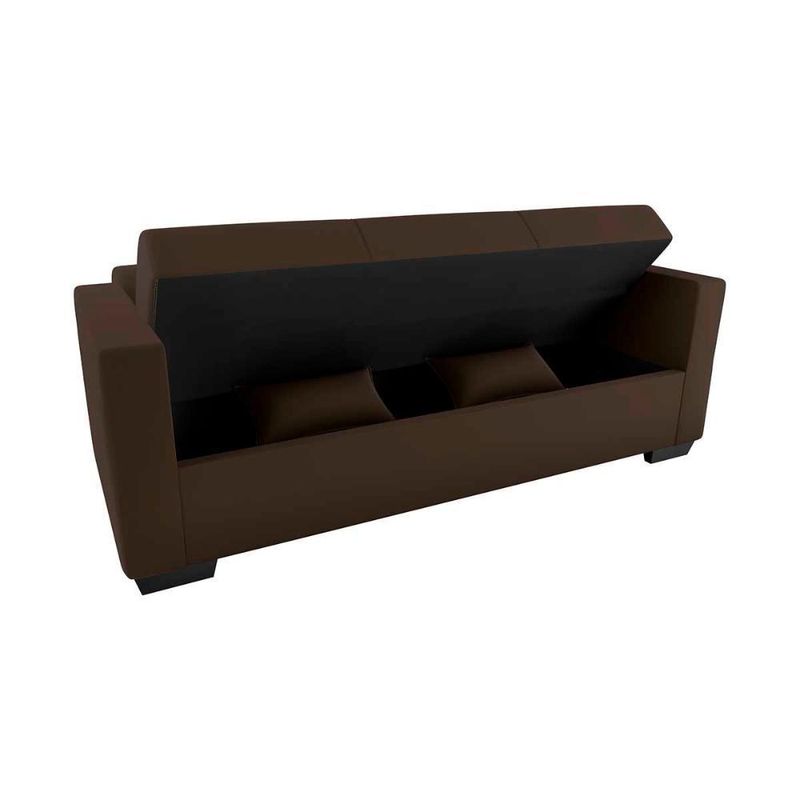 Sofá Cama 3 Lugares Reclinável Casal Premium 2,03 Larg Lavinia Matrix Suede Marrom