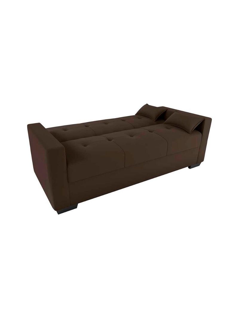Sofá Cama 3 Lugares Reclinável Casal Premium 2,03 Larg Lavinia Matrix Suede Marrom