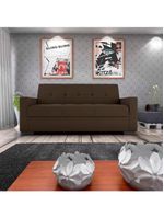 Sofá Cama 3 Lugares Reclinável Casal Premium 2,03 Larg Lavinia Matrix Suede Marrom