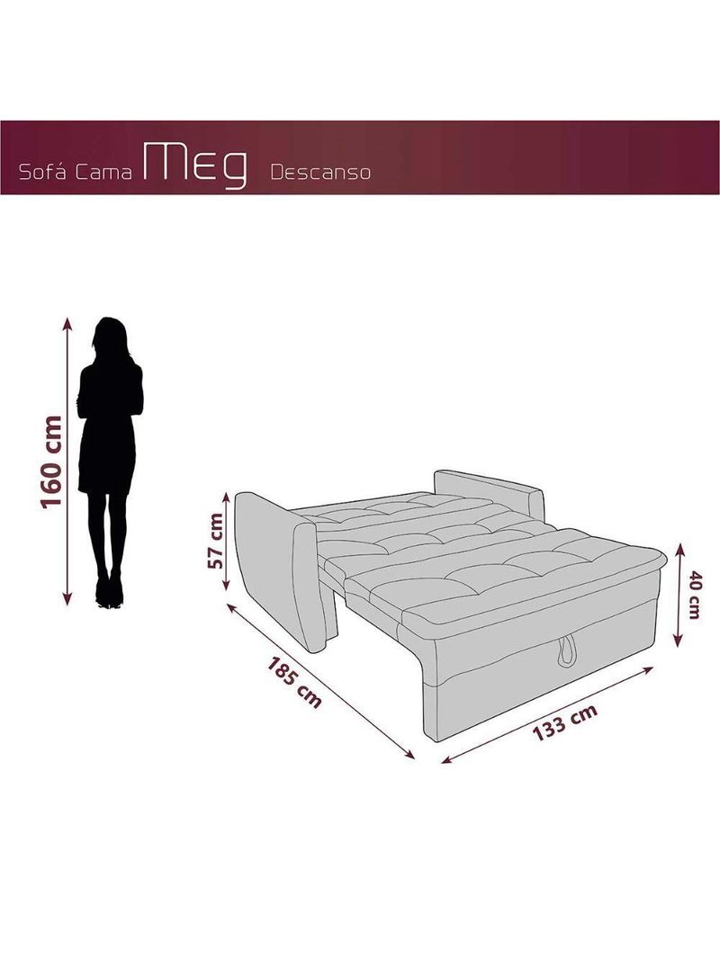 Sofá Cama2 Lugares Compacto Retratil Meg Matrix Veludo Turkey Marrom Veludo Turkey Marrom