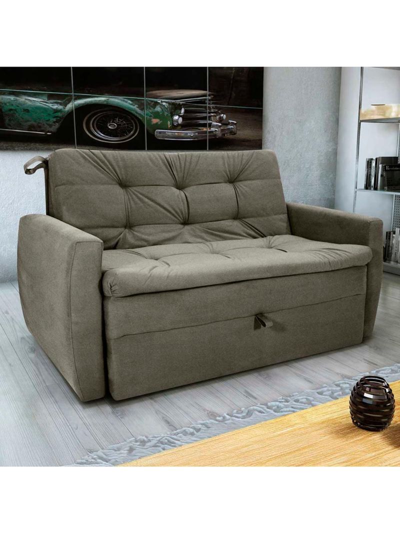 Sofá Cama2 Lugares Compacto Retratil Meg Matrix Veludo Turkey Marrom Veludo Turkey Marrom