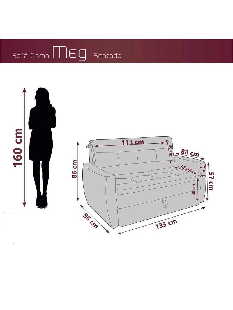 Sofá Cama2 Lugares Compacto Retratil Meg Matrix Veludo Turkey Marrom Veludo Turkey Marrom