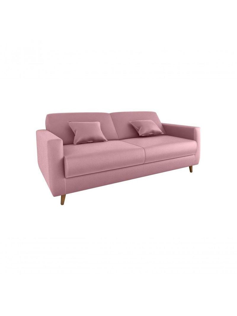 Sofá Cama Premium 3 Lugares 1,90 Larg Emilia Matrix Veludo Turkey Rosa