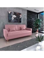 Sofá Cama Premium 3 Lugares 1,90 Larg Emilia Matrix Veludo Turkey Rosa