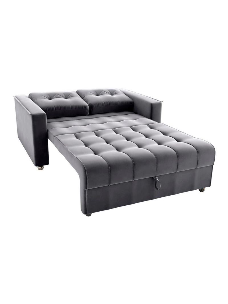 Sofá Cama Reclinável 2 Lugares Com Almofadas 140 Lag Drika Matrix Veludo Cinza