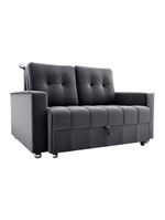 Sofá Cama Reclinável 2 Lugares Com Almofadas 140 Lag Drika Matrix Veludo Cinza