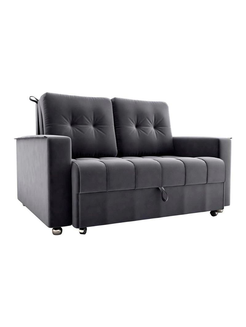 Sofá Cama Reclinável 2 Lugares Com Almofadas 140 Lag Drika Matrix Veludo Cinza