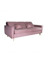Sofá Cama Casal Premium 3 Lugares Com Baú 2,08 Larg Pamela Matrix Veludo Turkey Rosa