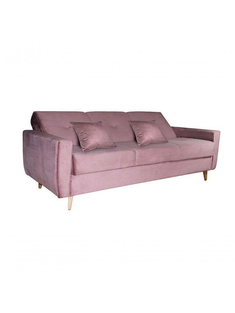 Sofá Cama Casal Premium 3 Lugares Com Baú 2,08 Larg Pamela Matrix Veludo Turkey Rosa