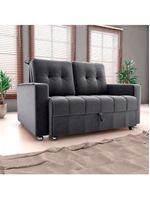 Sofá Cama Reclinável 2 Lugares Com Almofadas 140 Lag Drika Matrix Veludo Cinza