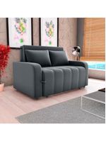 Sofá Cama Compacto 2 Lugares 1,38 Larg Amora New Matrix Veludo Cinza