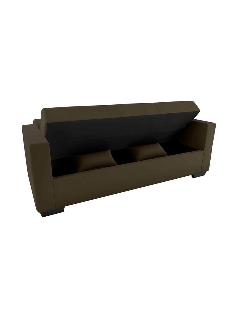Sofá Cama 3 Lugares Reclinável Casal Premium 2,03 Larg Lavinia Matrix Suede Capuccino