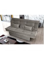 Sofá Cama 3 Lugares Casal Premium Reclinavel 1,80 Larg Esmeralda Matrix Suede Capuccino