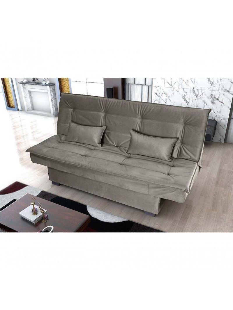 Sofá Cama 3 Lugares Casal Premium Reclinavel 1,80 Larg Esmeralda Matrix Suede Capuccino