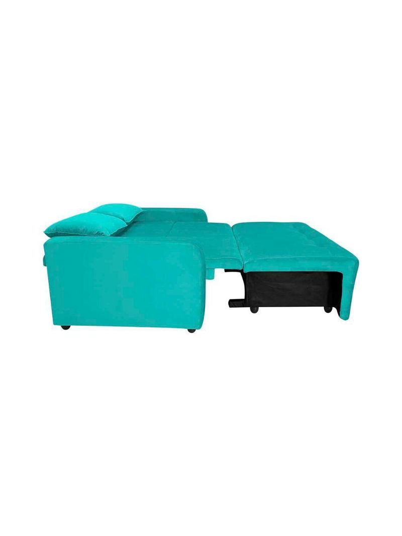 Sofá Cama Compacto 2 Lugares 1,38 Larg Amora New Matrix Veludo Verde Menta
