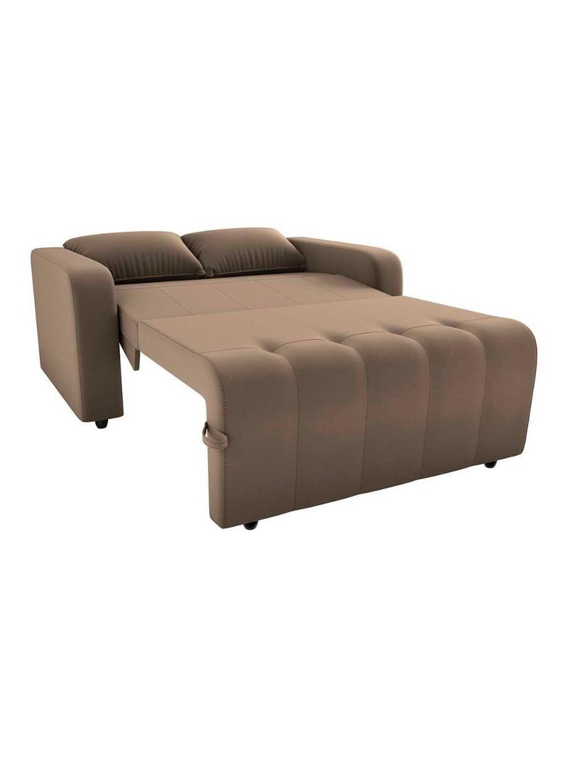 Sofá Cama Compacto 2 Lugares 1,38 Larg Amora New Matrix Veludo Capuccino