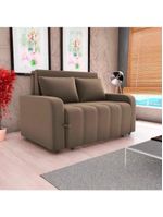 Sofá Cama Compacto 2 Lugares 1,38 Larg Amora New Matrix Veludo Capuccino