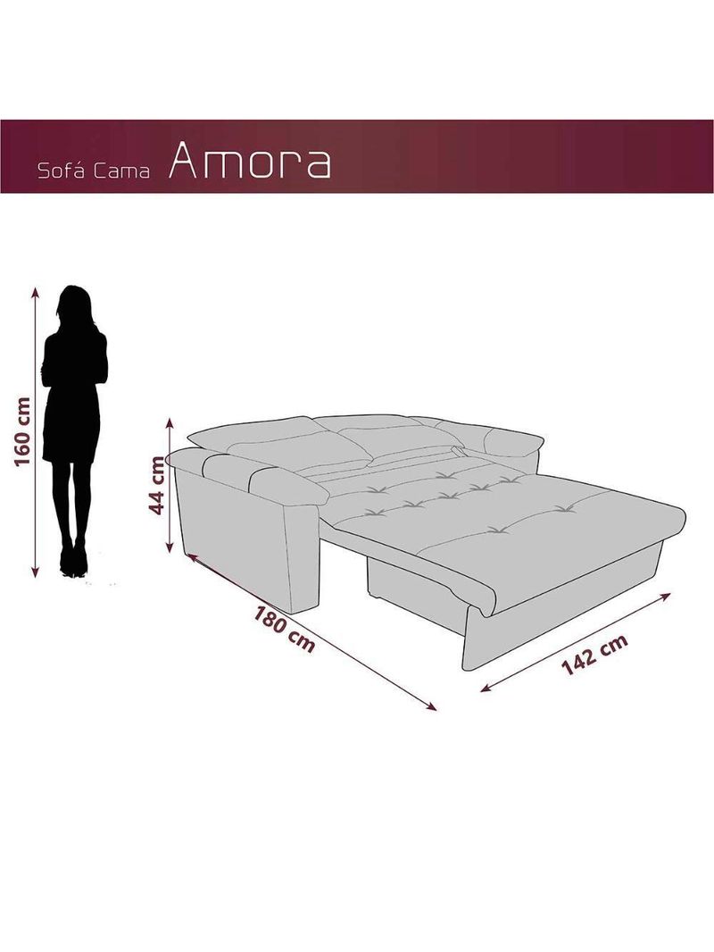 Sofá Cama Compacto 2 Lugares 1,38 Larg Amora New Matrix Veludo Capuccino
