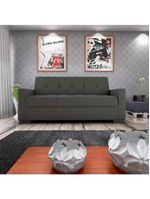 Sofá Cama 3 Lugares Reclinável Casal Premium 2,03 Larg Lavinia Matrix Suede Cinza