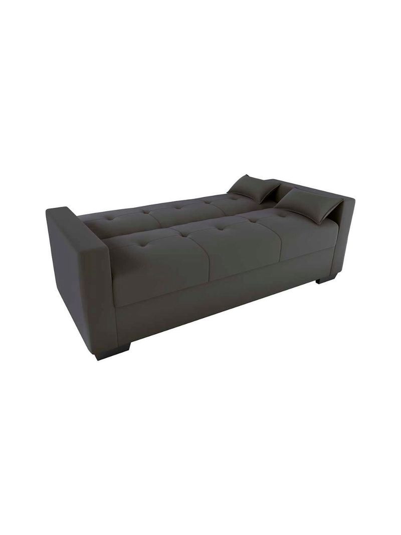 Sofá Cama 3 Lugares Reclinável Casal Premium 2,03 Larg Lavinia Matrix Suede Cinza