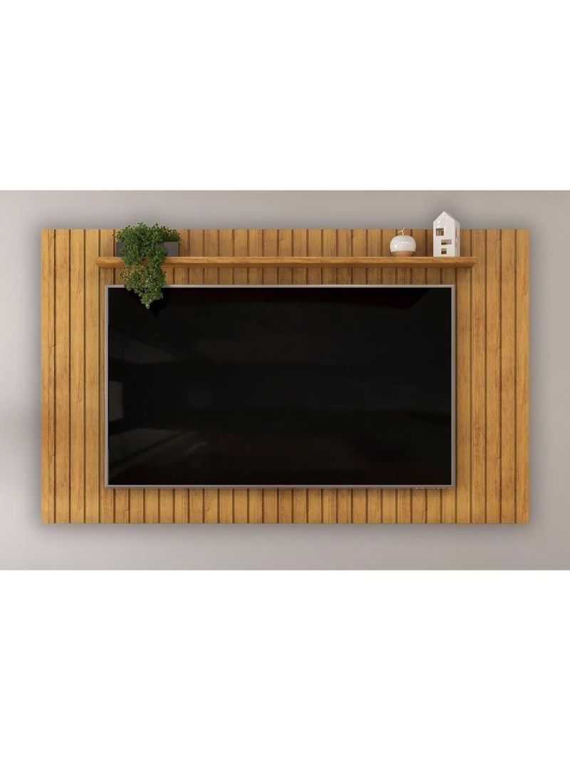 Painel Quarto P- Tv Até 65 Pol Lume Ripado C- Prateleira 175x108cm Cedro - Dj Móveis