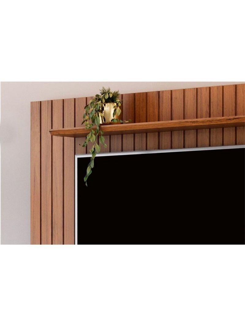 Painel Quarto P- Tv Até 65 Pol Lume Ripado C- Prateleira 175x108cm Cedro - Dj Móveis