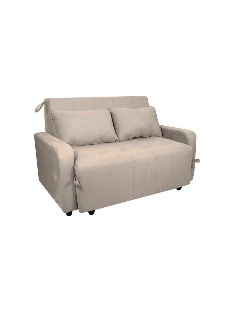 Sofá Cama Compacto 2 Lugares 1,38 Larg Amora New Matrix Suede Bege