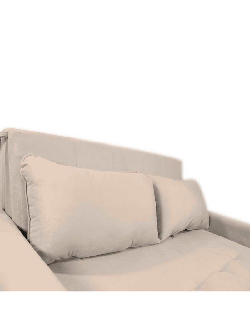 Sofá Cama Compacto 2 Lugares 1,38 Larg Amora New Matrix Suede Bege