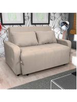 Sofá Cama Compacto 2 Lugares 1,38 Larg Amora New Matrix Suede Bege