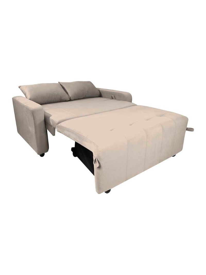 Sofá Cama Compacto 2 Lugares 1,38 Larg Amora New Matrix Suede Bege