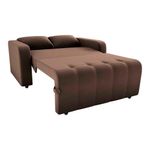Sofá Cama Compacto 2 Lugares 1,38 Larg Amora New Matrix Veludo Marrom