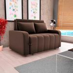 Sofá Cama Compacto 2 Lugares 1,38 Larg Amora New Matrix Veludo Marrom