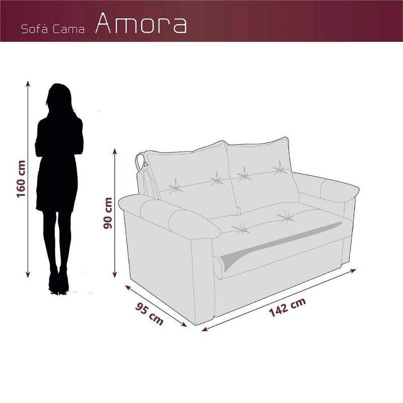 Sofá Cama Compacto 2 Lugares 1,38 Larg Amora New Matrix Veludo Marrom