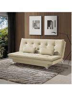 Sofá Cama Casal Berlim 190cm Design Moderno Veludo Bege