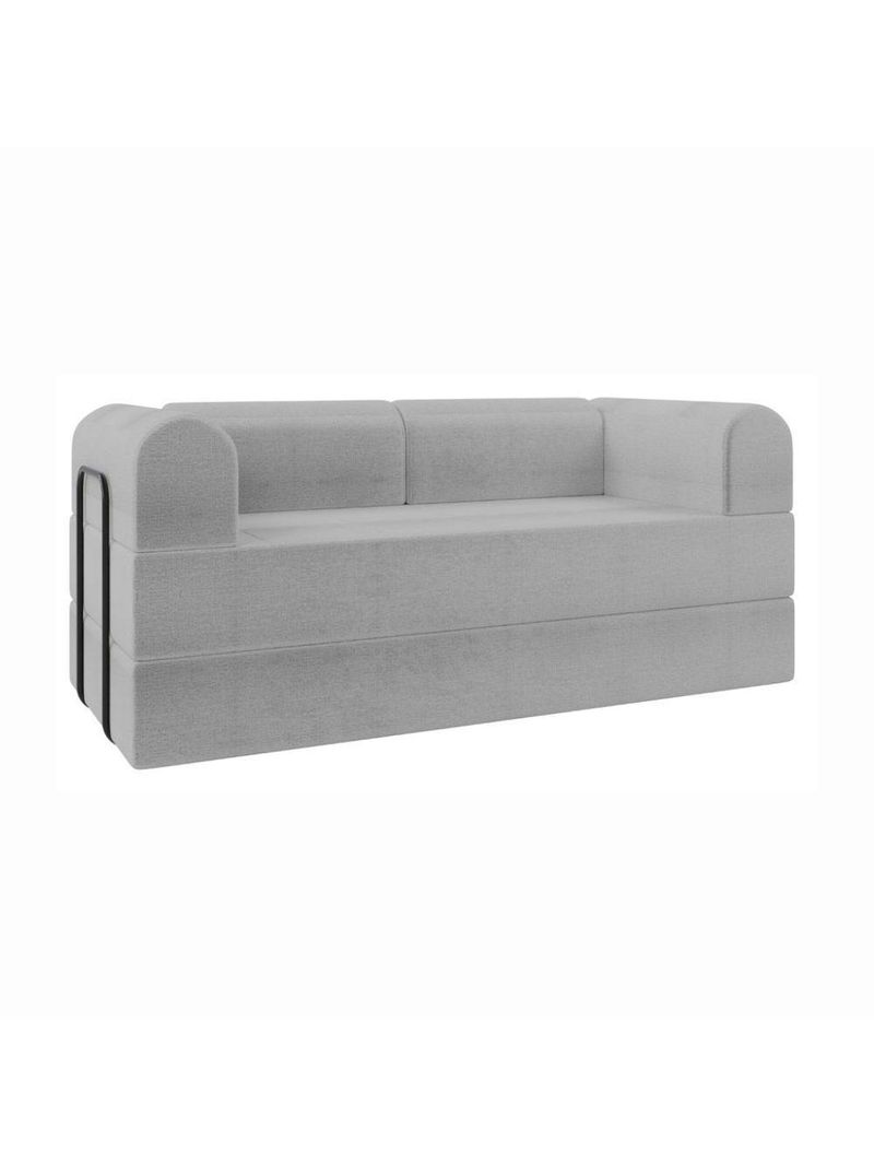 Sofá Na Caixa Modular 2 Lugares Linho Bege Maya Para Sala Cinza