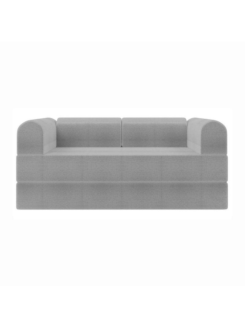 Sofá Na Caixa Modular 2 Lugares Linho Bege Maya Para Sala Cinza