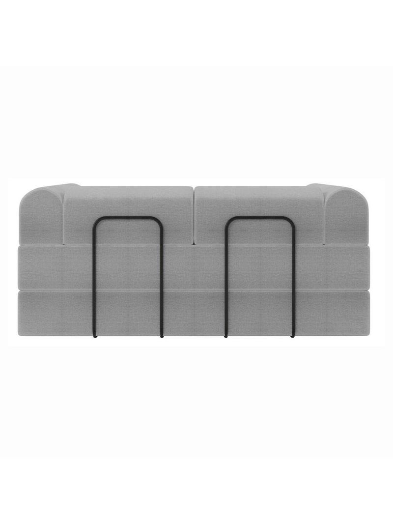 Sofá Na Caixa Modular 2 Lugares Linho Bege Maya Para Sala Cinza