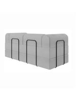 Sofá Na Caixa Modular 2 Lugares Linho Bege Maya Para Sala Cinza